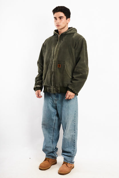 2000 Vintage Carhartt "Justin Bieber" Moss Green Faded Active Jacket (L)
