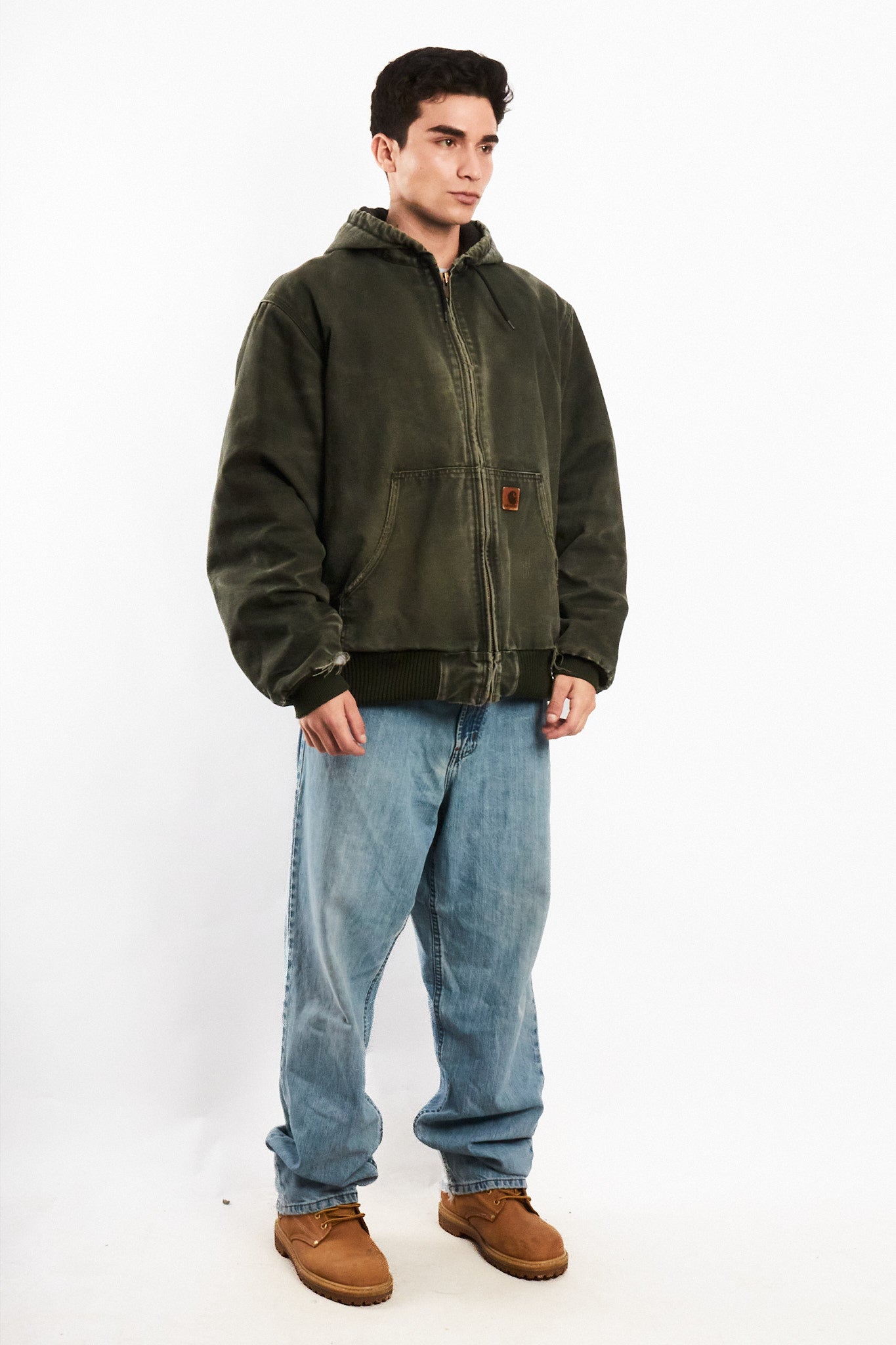 2000 Vintage Carhartt "Justin Bieber" Moss Green Faded Active Jacket (L)