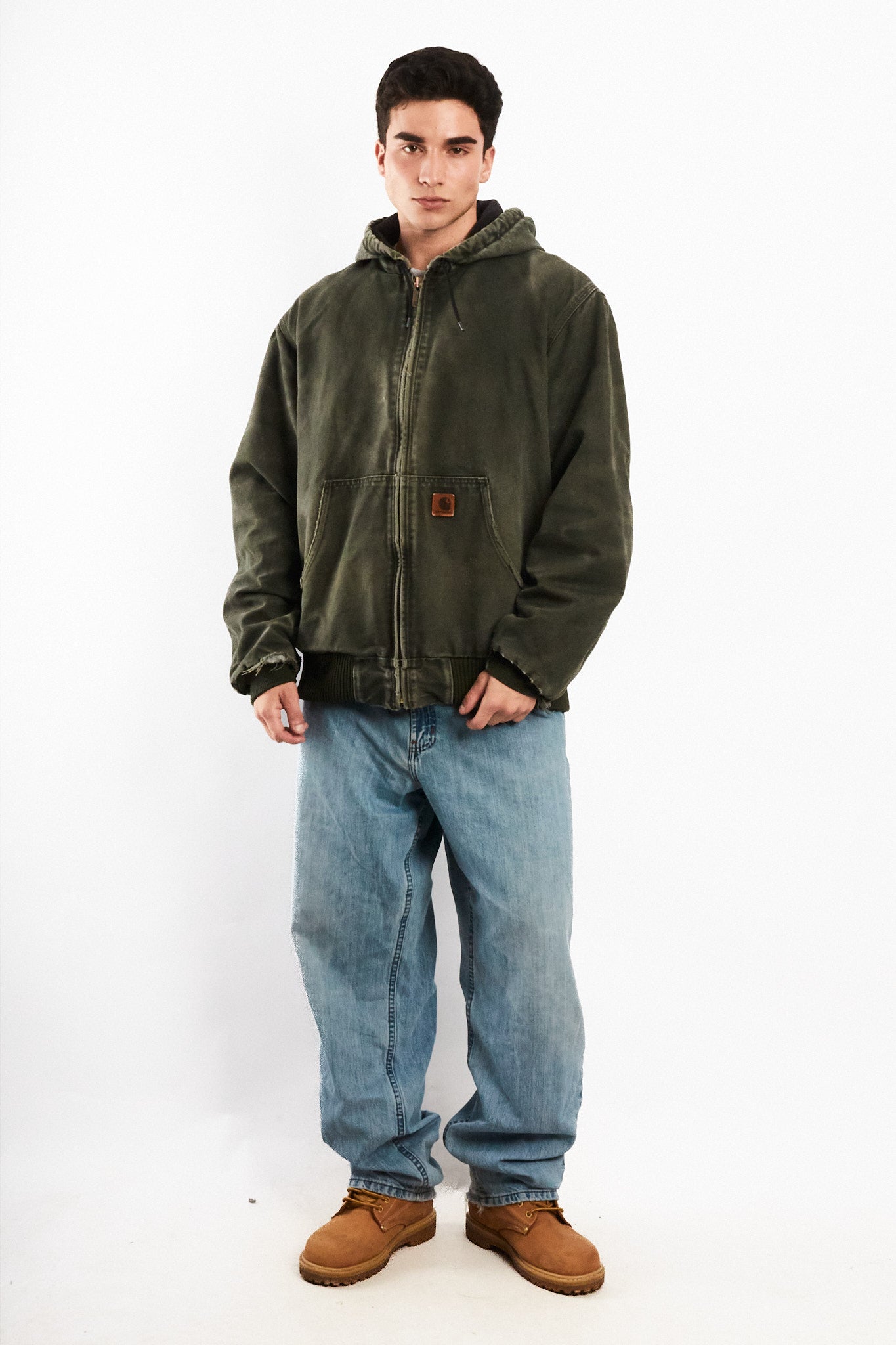 2000 Vintage Carhartt "Justin Bieber" Moss Green Faded Active Jacket (L)