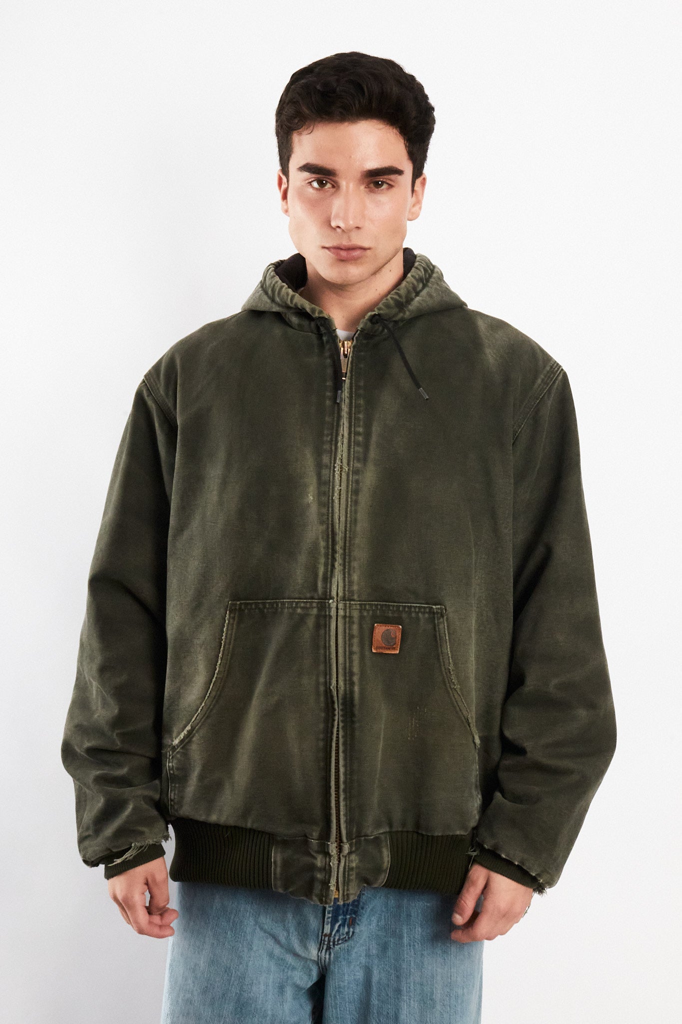 2000 Vintage Carhartt "Justin Bieber" Moss Green Faded Active Jacket (L)