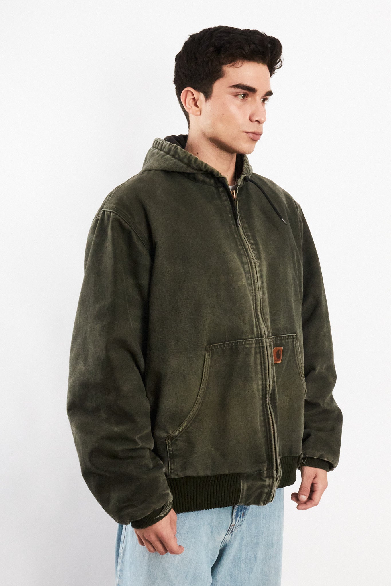 2000 Vintage Carhartt "Justin Bieber" Moss Green Faded Active Jacket (L)