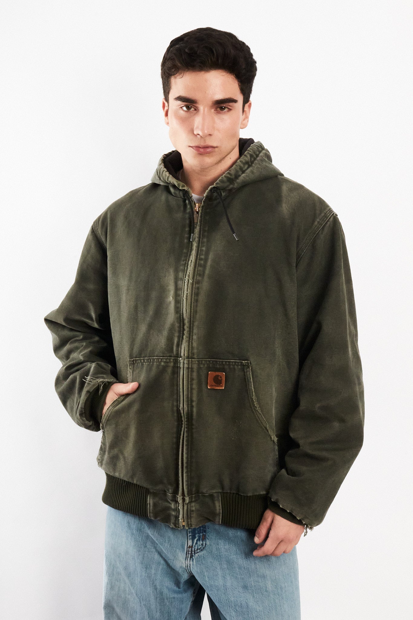 2000 Vintage Carhartt "Justin Bieber" Moss Green Faded Active Jacket (L)