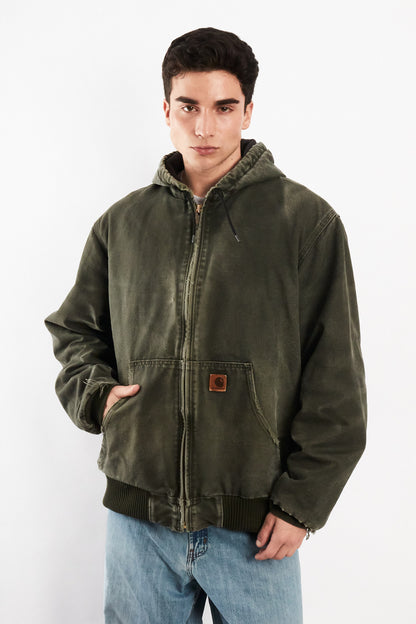 2000 Vintage Carhartt "Justin Bieber" Moss Green Faded Active Jacket (L)