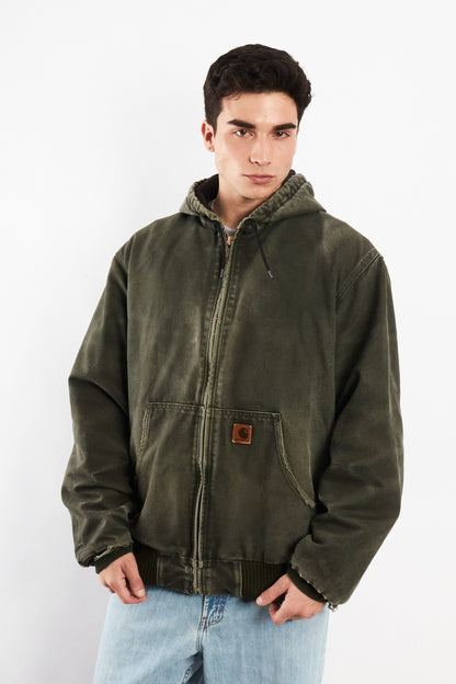 2000 Vintage Carhartt "Justin Bieber" Moss Green Faded Active Jacket (L)