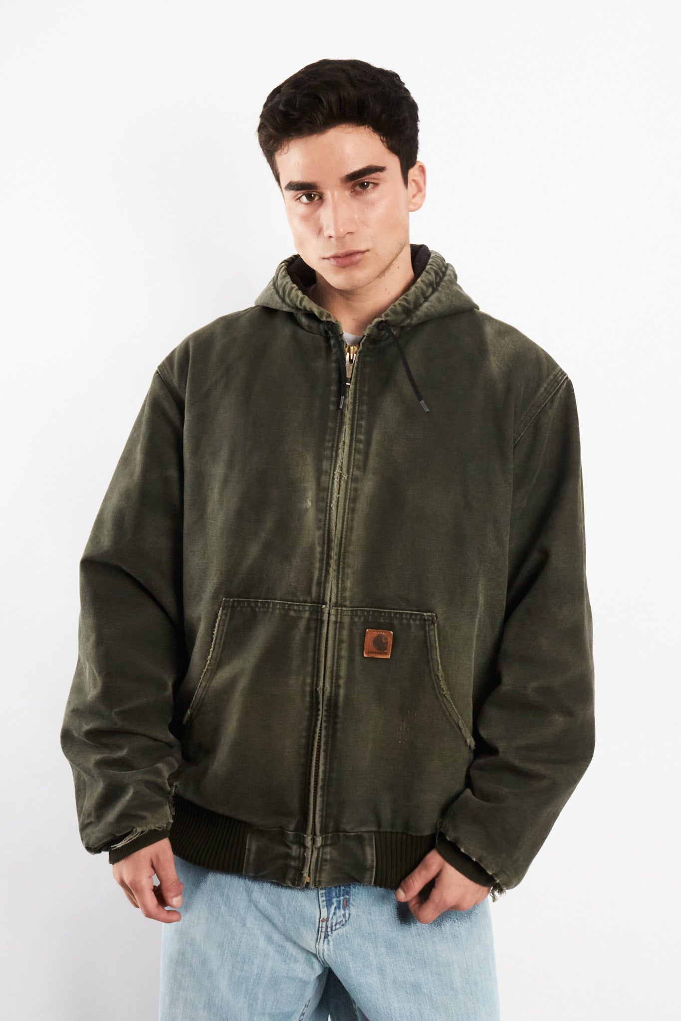 2000 Vintage Carhartt "Justin Bieber" Moss Green Faded Active Jacket (L)