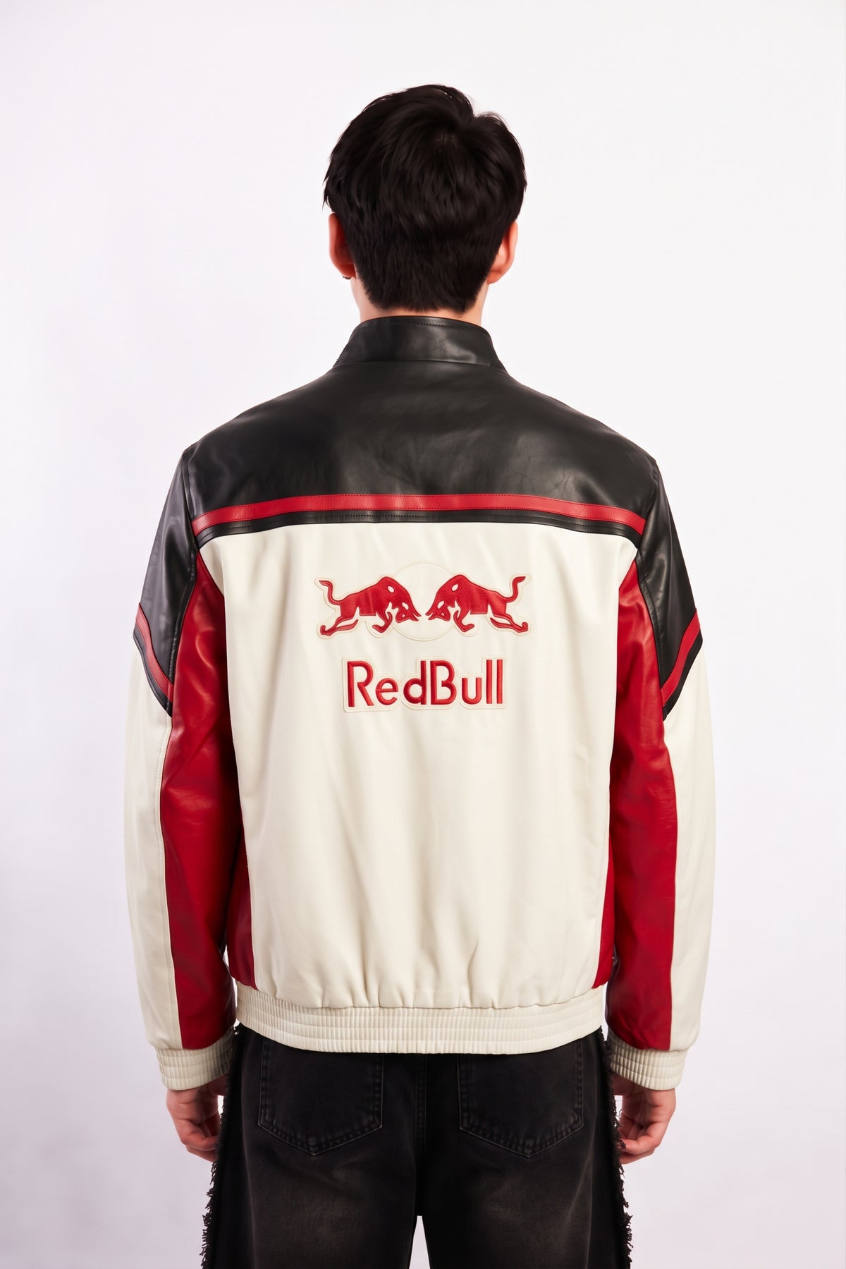 Red Bull Racing Vegan White Edition Leather Racer Jacket