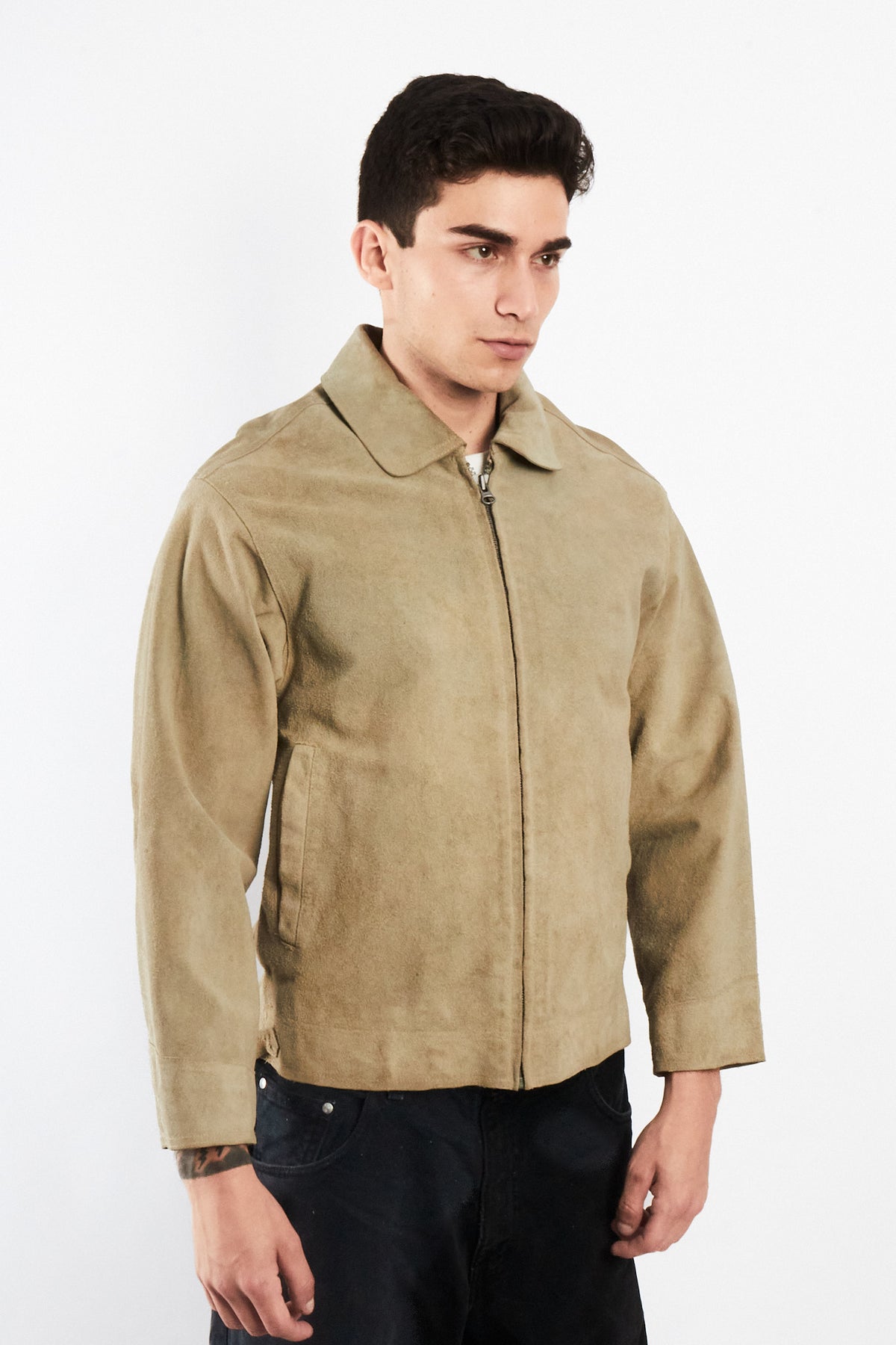 2000 Vintage Tommy Hilfiger Pistachio Suede Harrington (S)