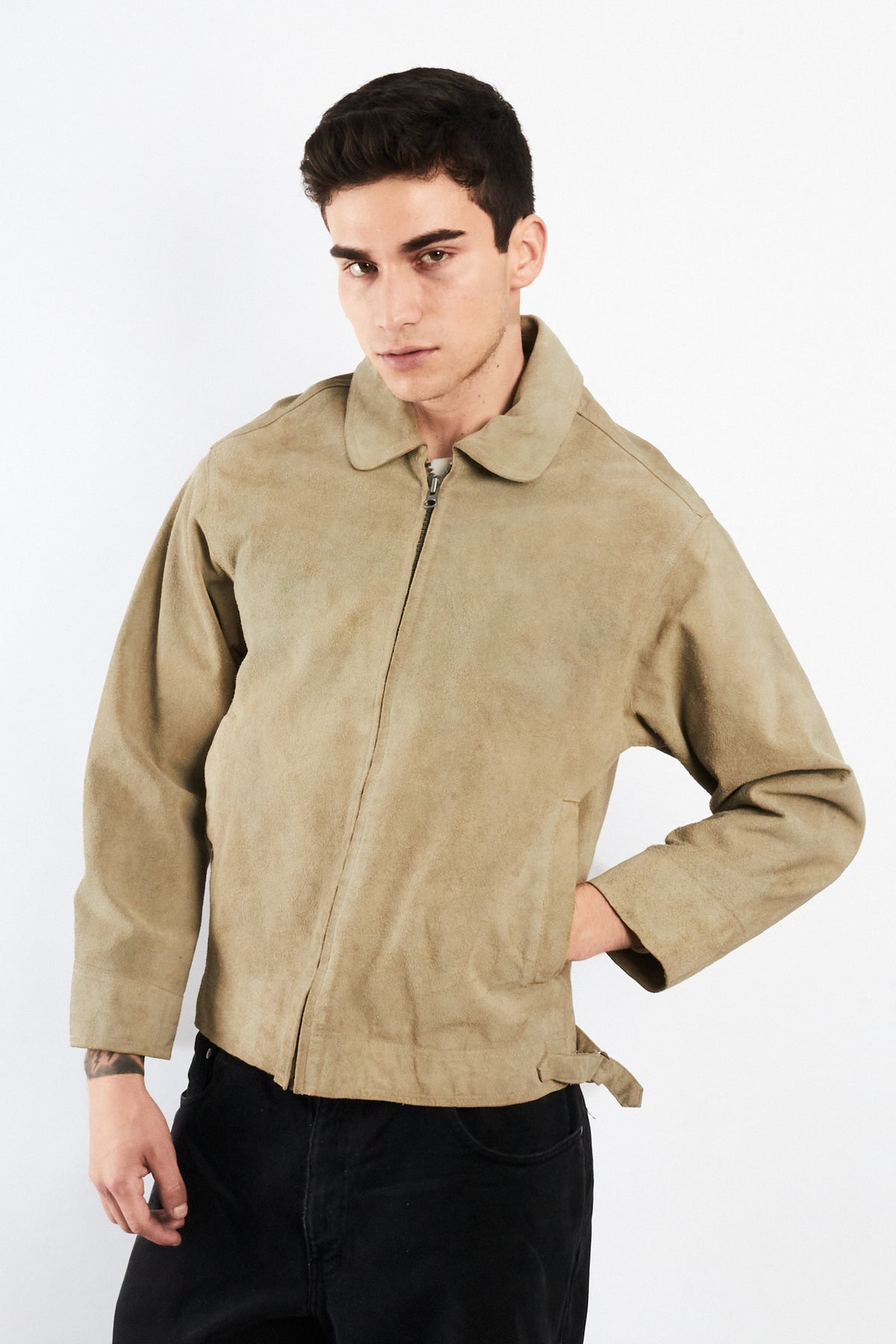 2000 Vintage Tommy Hilfiger Pistachio Suede Harrington (S)