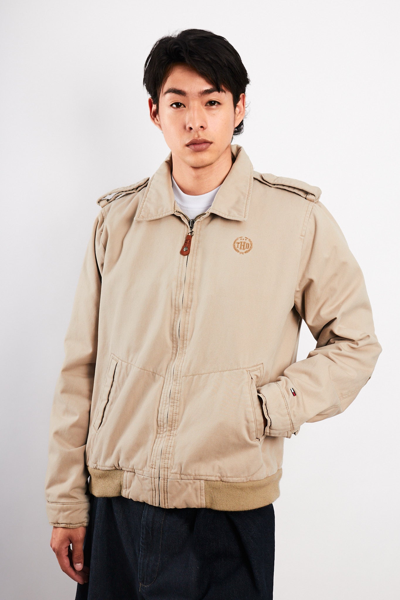 2000 Vintage Hilfiger Denim Beige Harrington Jacket (M/L)