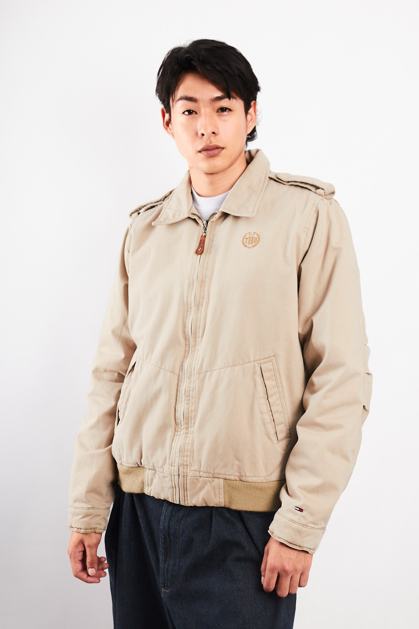 2000 Vintage Hilfiger Denim Beige Harrington Jacket (M/L)