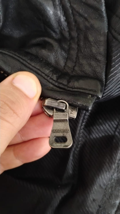 2000 Hugo Boss Leather Harrington Jacket (L)