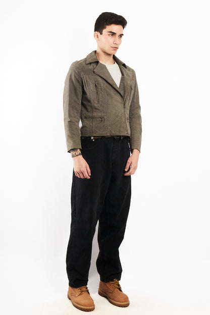 2000 Vintage Levi's Grey Suede Boxy Biker Jacket (XS/S)
