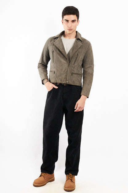2000 Vintage Levi's Grey Suede Boxy Biker Jacket (XS/S)