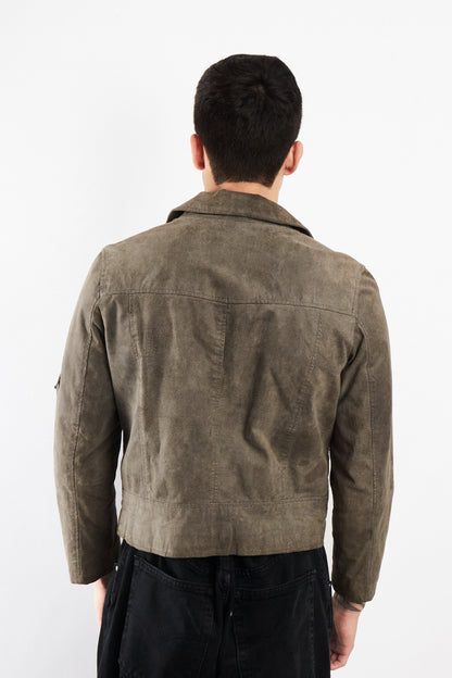2000 Vintage Levi's Grey Suede Boxy Biker Jacket (XS/S)
