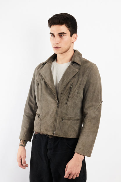 2000 Vintage Levi's Grey Suede Boxy Biker Jacket (XS/S)