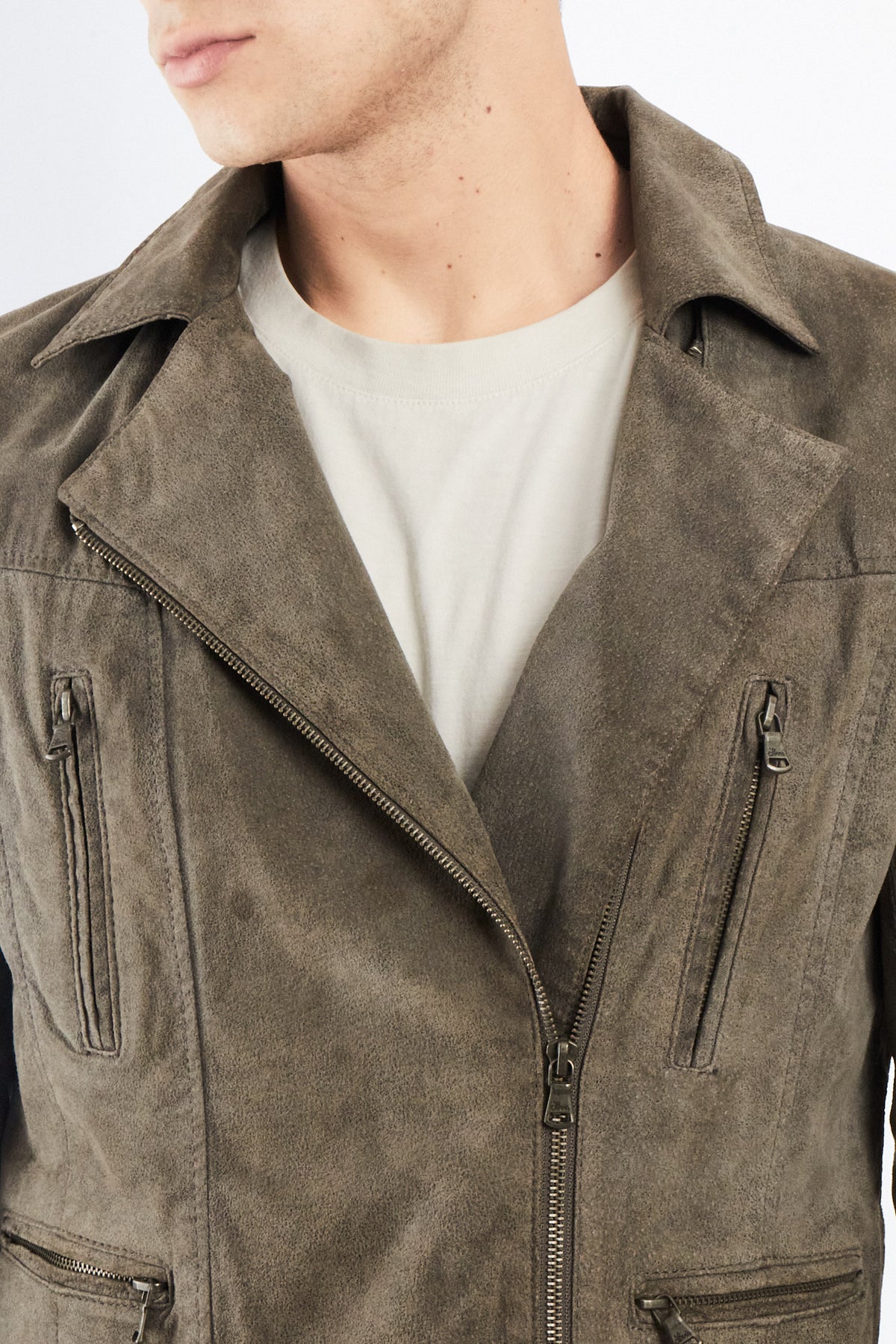 2000 Vintage Levi's Grey Suede Boxy Biker Jacket (XS/S)