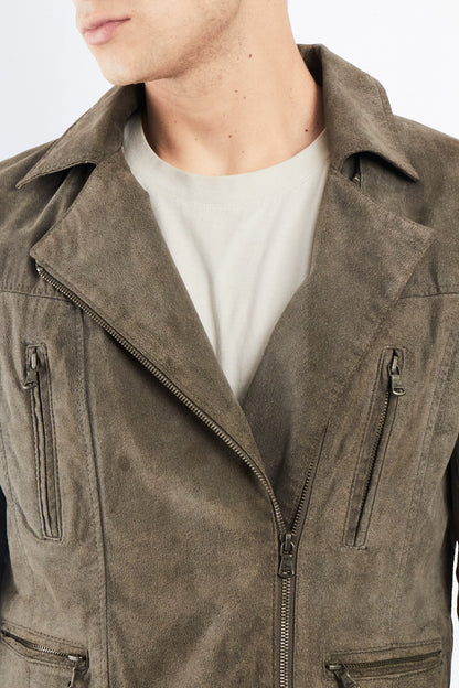 2000 Vintage Levi's Grey Suede Boxy Biker Jacket (XS/S)