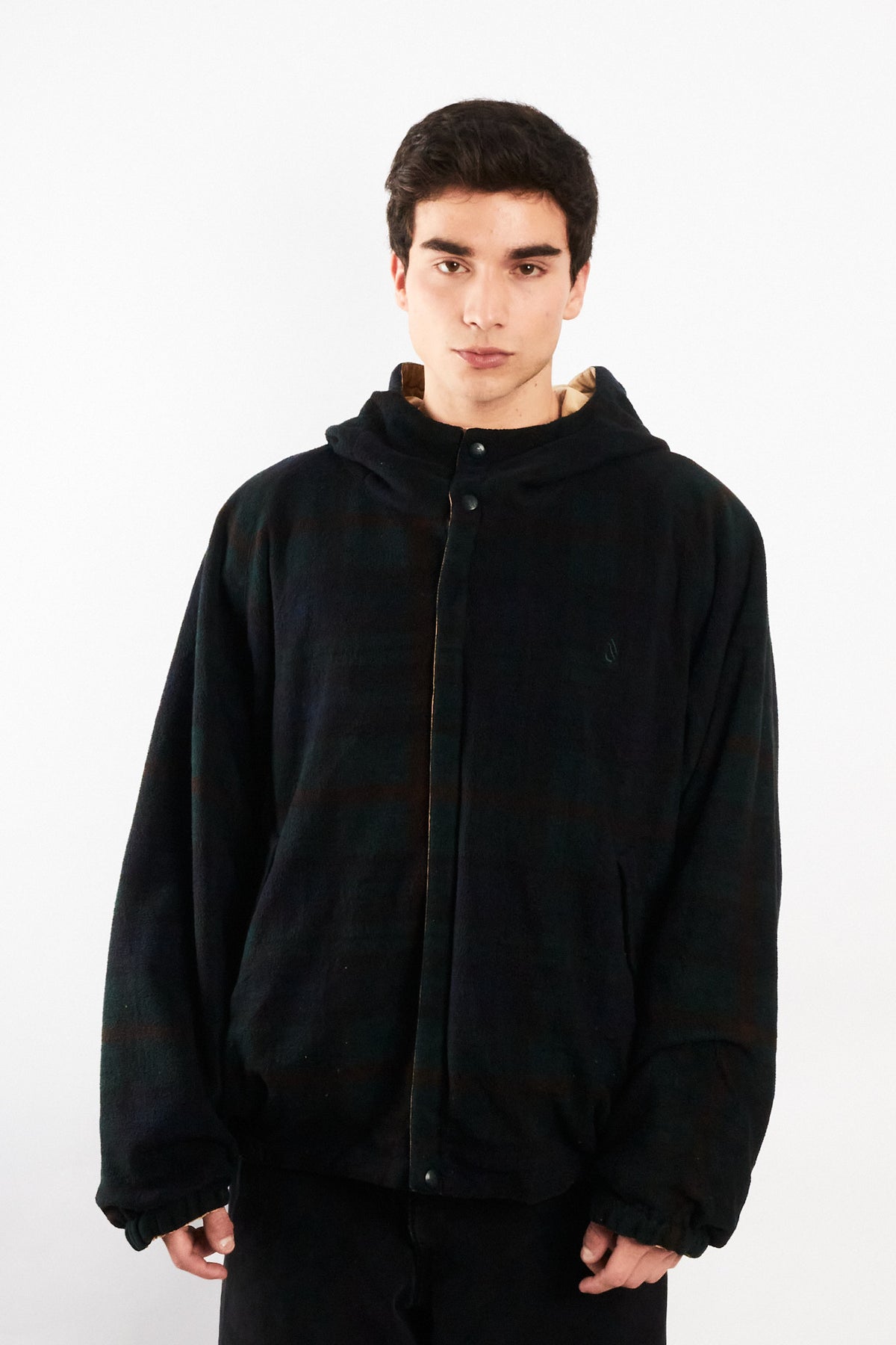 2000 Vinage Nautica Khakhi Windbreaker / Tartan Fleece Jacket (L/XL)