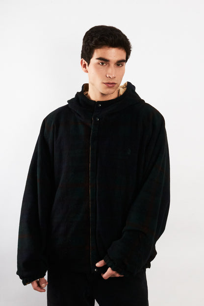 2000 Vinage Nautica Khakhi Windbreaker / Tartan Fleece Jacket (L/XL)