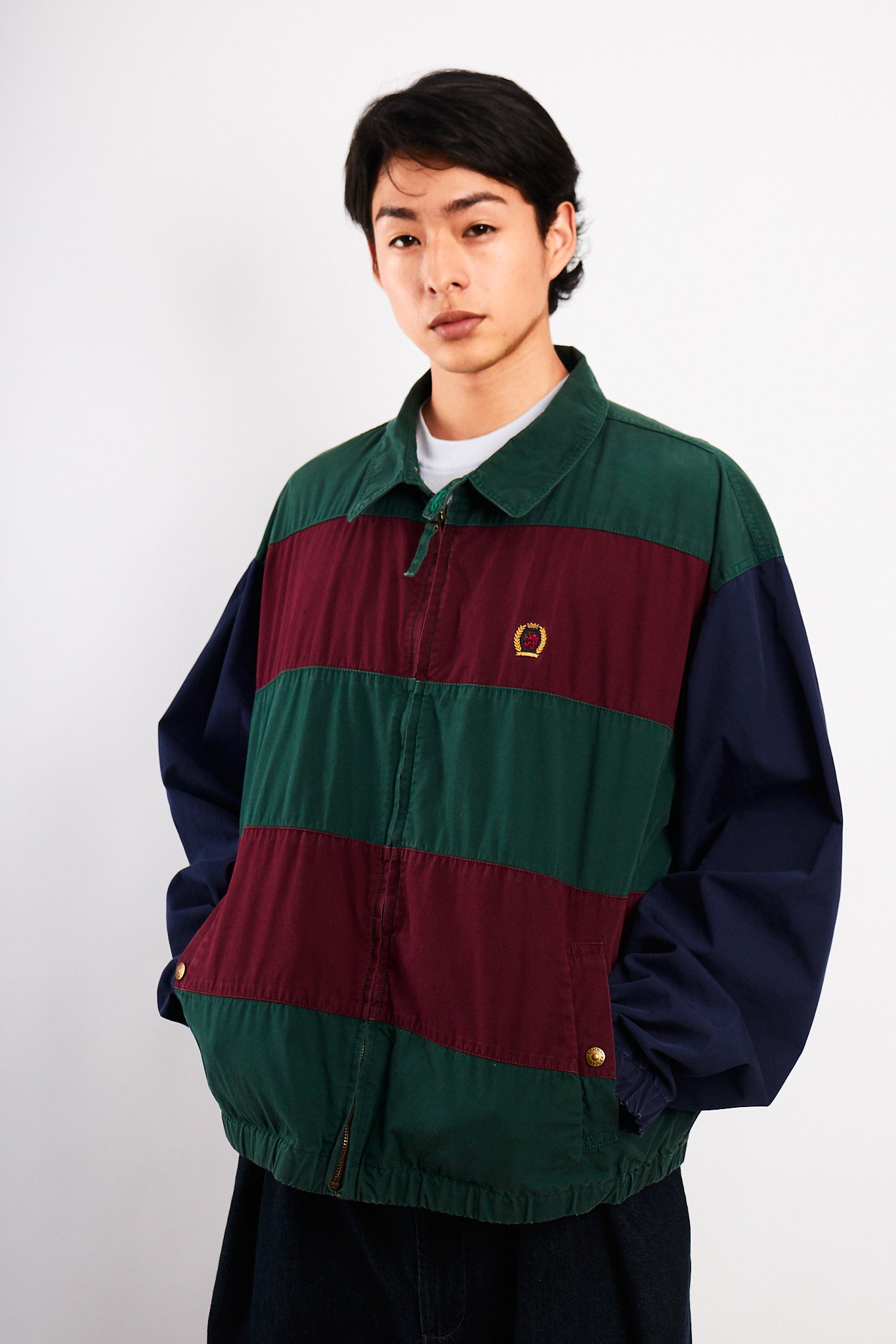 1990 Vintage Tommy Hilfiger Lion's Emblem Colorblock Harrington (L/XL)