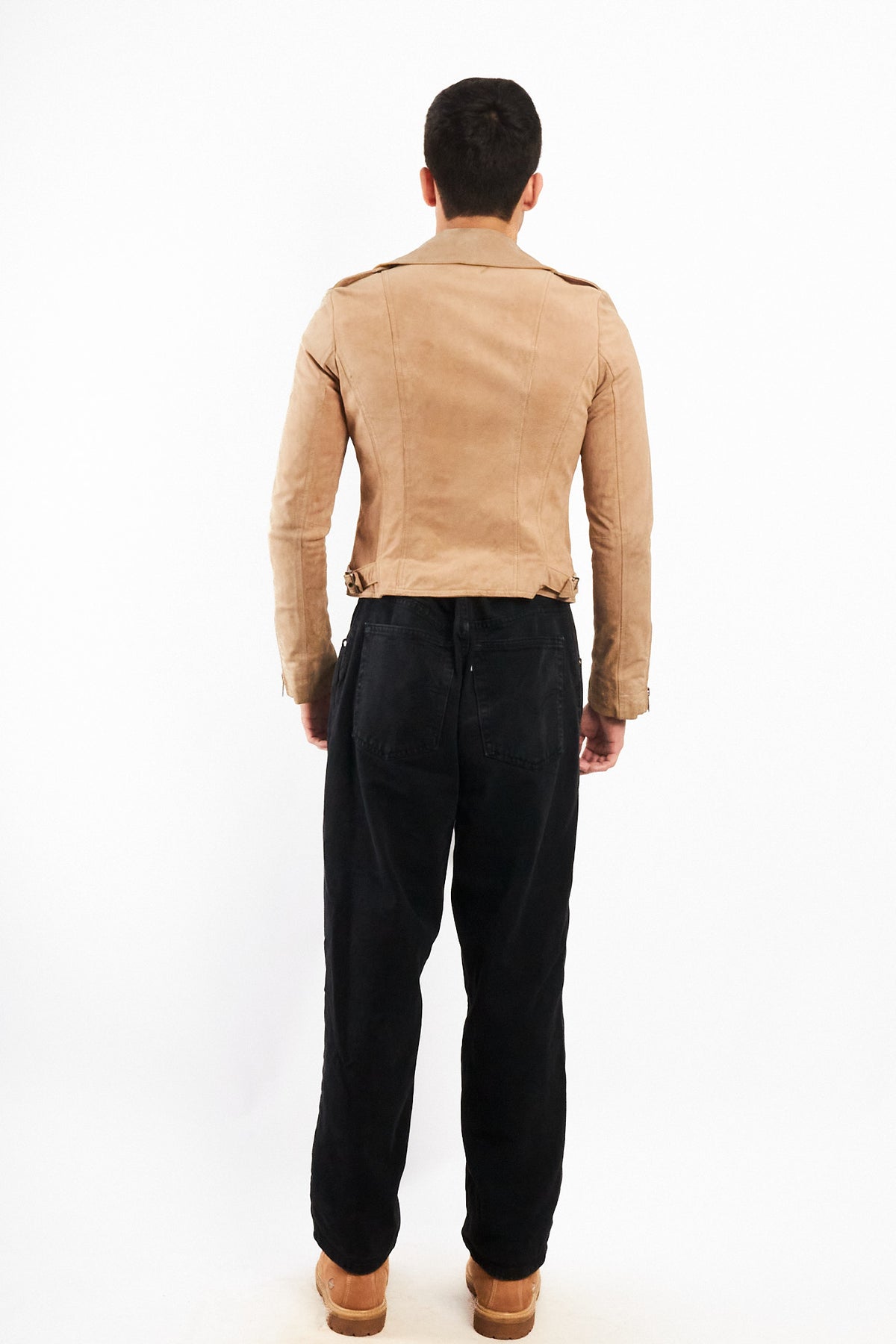 2000 Vintage Tommy Hilfiger Beige Suede Boxy Biker Jacket (S)