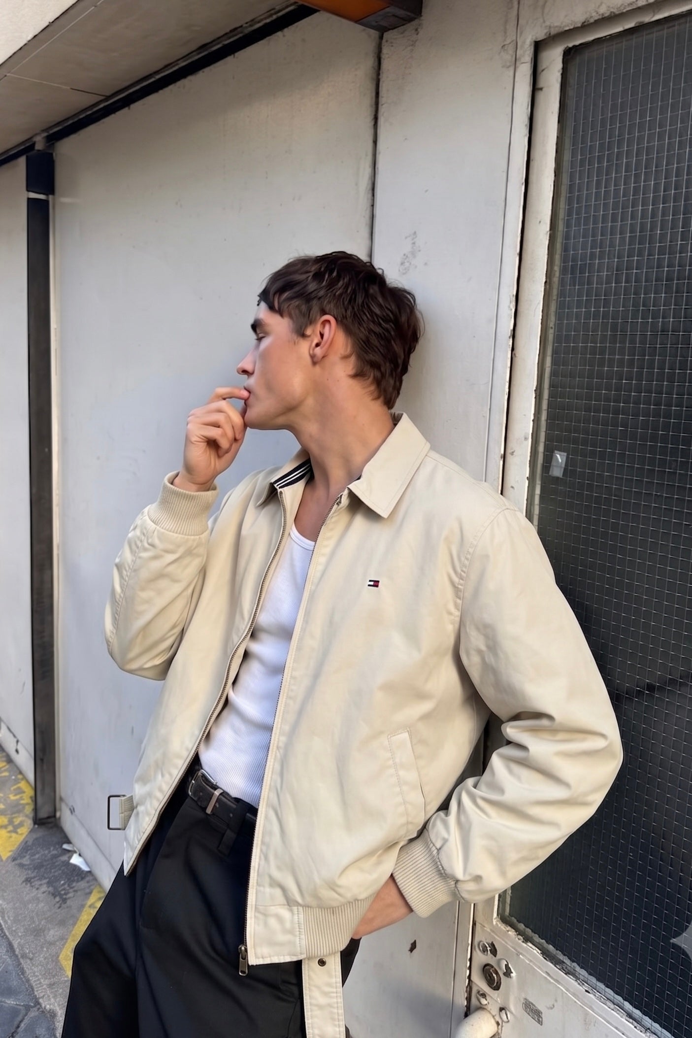 2000 Vintage Tommy Hilfiger Beige Harrington (M)