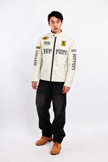 Scuderia Ferrari Motorsport White Edition Spellout Racing Jacket