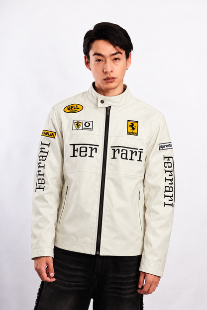 Scuderia Ferrari Motorsport White Edition Spellout Racing Jacket