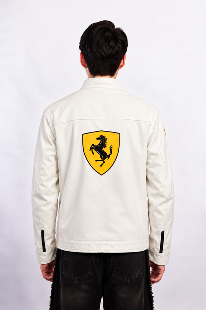 Scuderia Ferrari Motorsport White Edition Spellout Racing Jacket