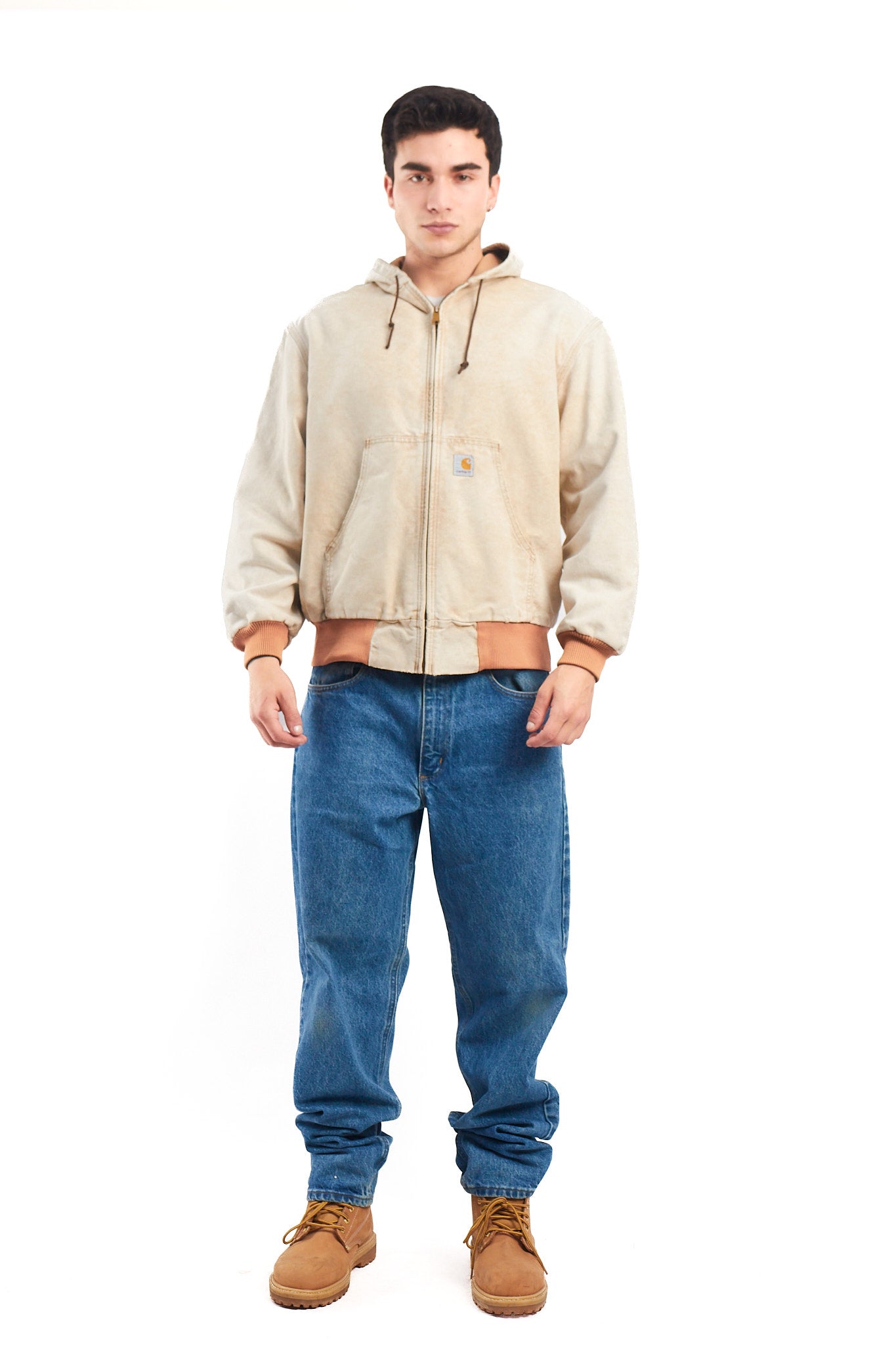 1998 Vintage Carhartt AJR106 Thermal Acid Wash Tan Active Jacket (M)