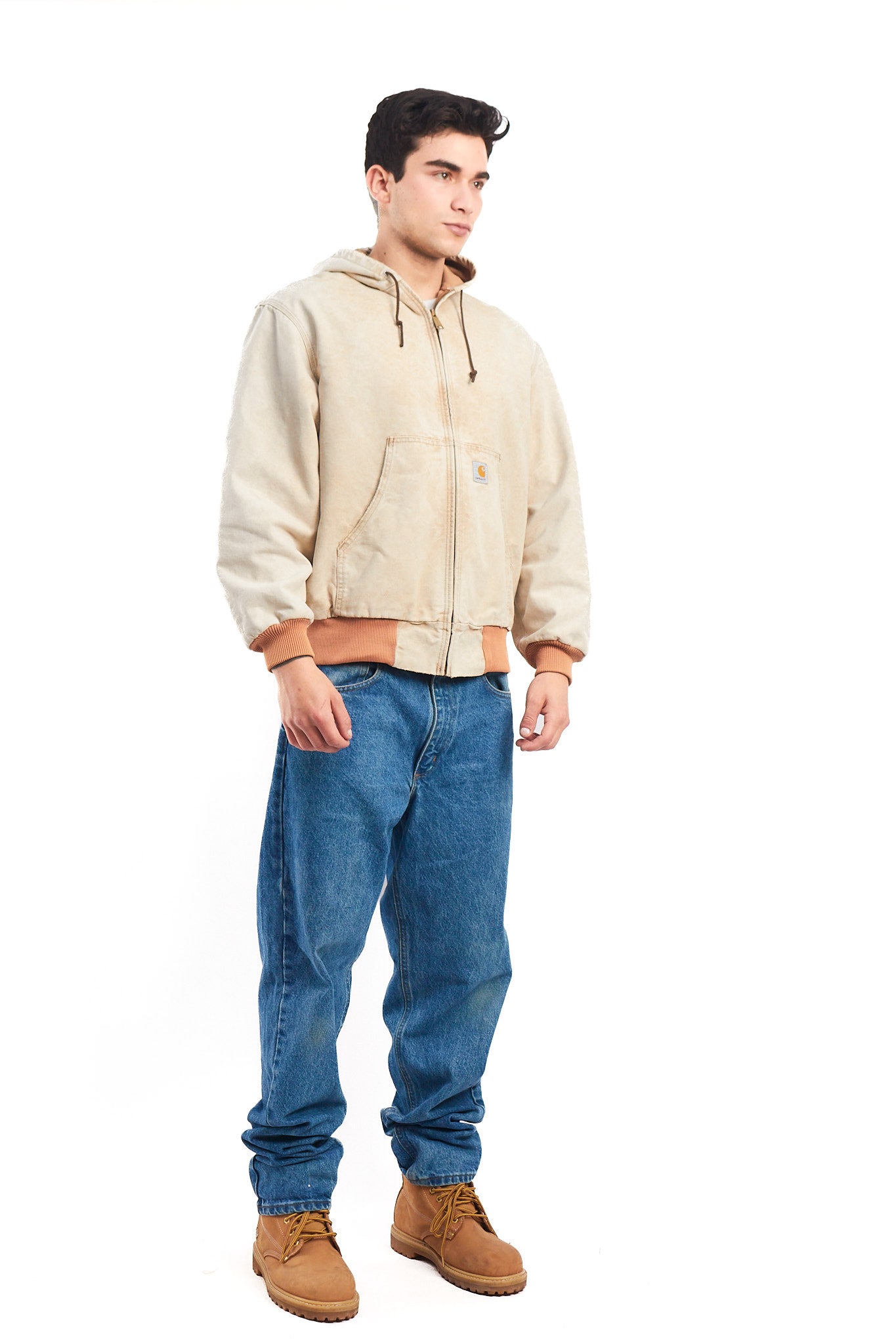 1998 Vintage Carhartt AJR106 Thermal Acid Wash Tan Active Jacket (M)