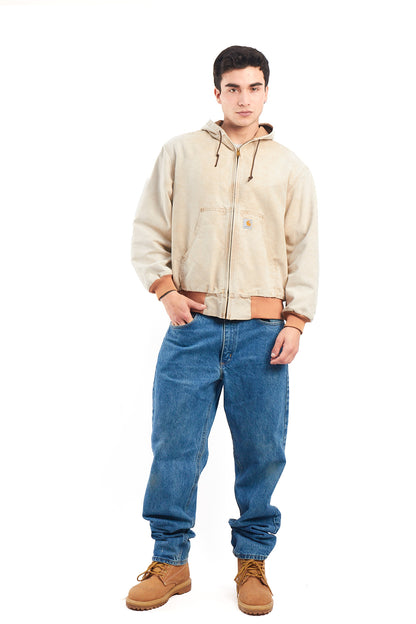 1998 Vintage Carhartt AJR106 Thermal Acid Wash Tan Active Jacket (M)