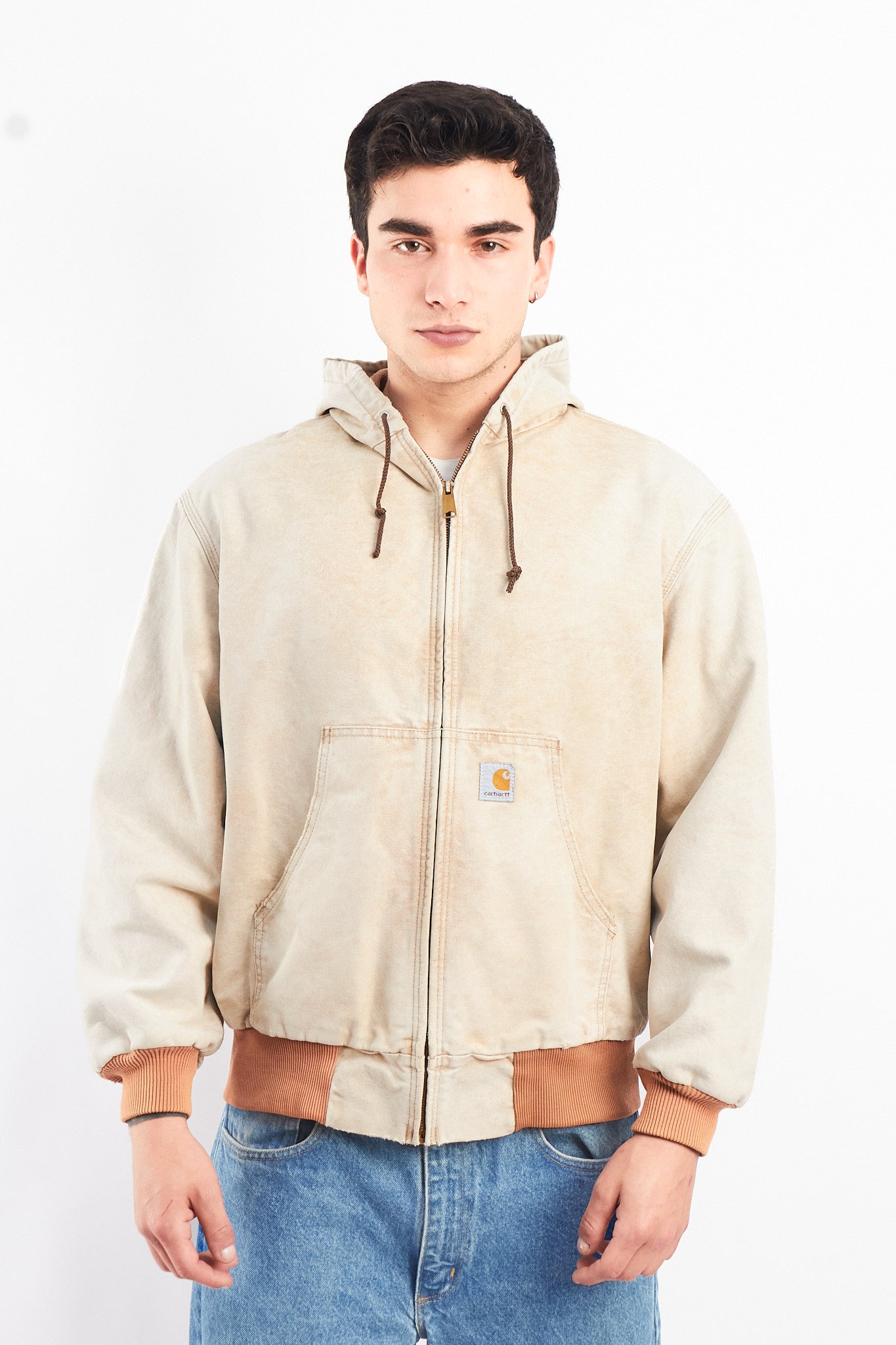 1998 Vintage Carhartt AJR106 Thermal Acid Wash Tan Active Jacket (M)