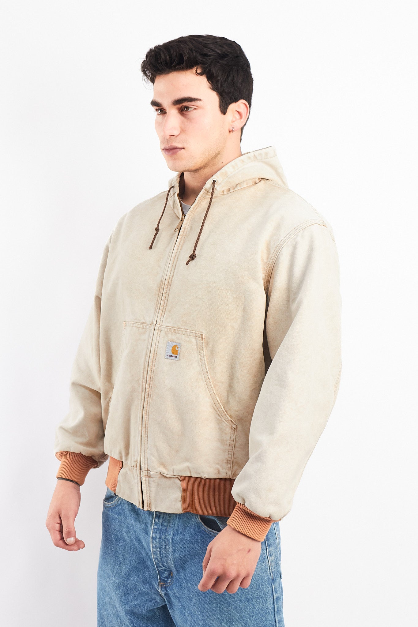 1998 Vintage Carhartt AJR106 Thermal Acid Wash Tan Active Jacket (M)