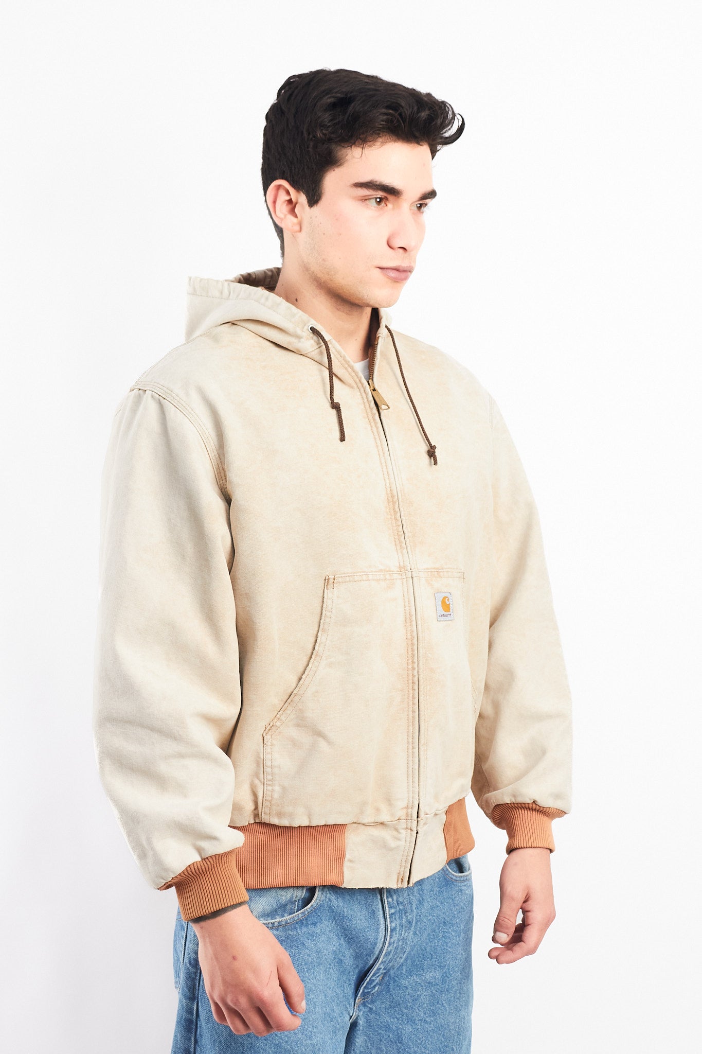 1998 Vintage Carhartt AJR106 Thermal Acid Wash Tan Active Jacket (M)