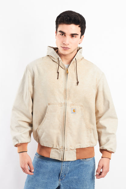1998 Vintage Carhartt AJR106 Thermal Acid Wash Tan Active Jacket (M)