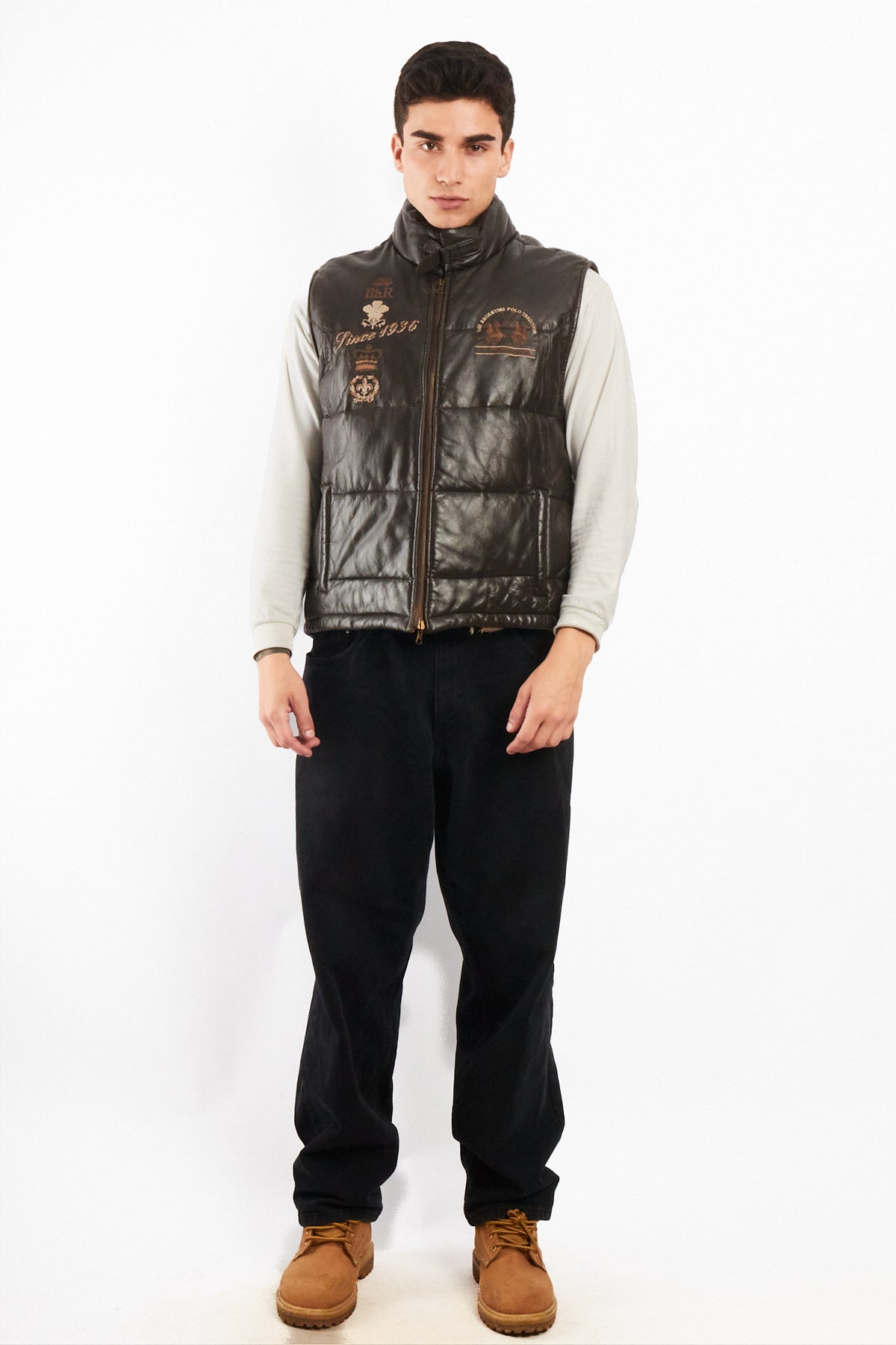 2000 Vintage La Martina Polo Coffee Brown Leather Vest (M/L)