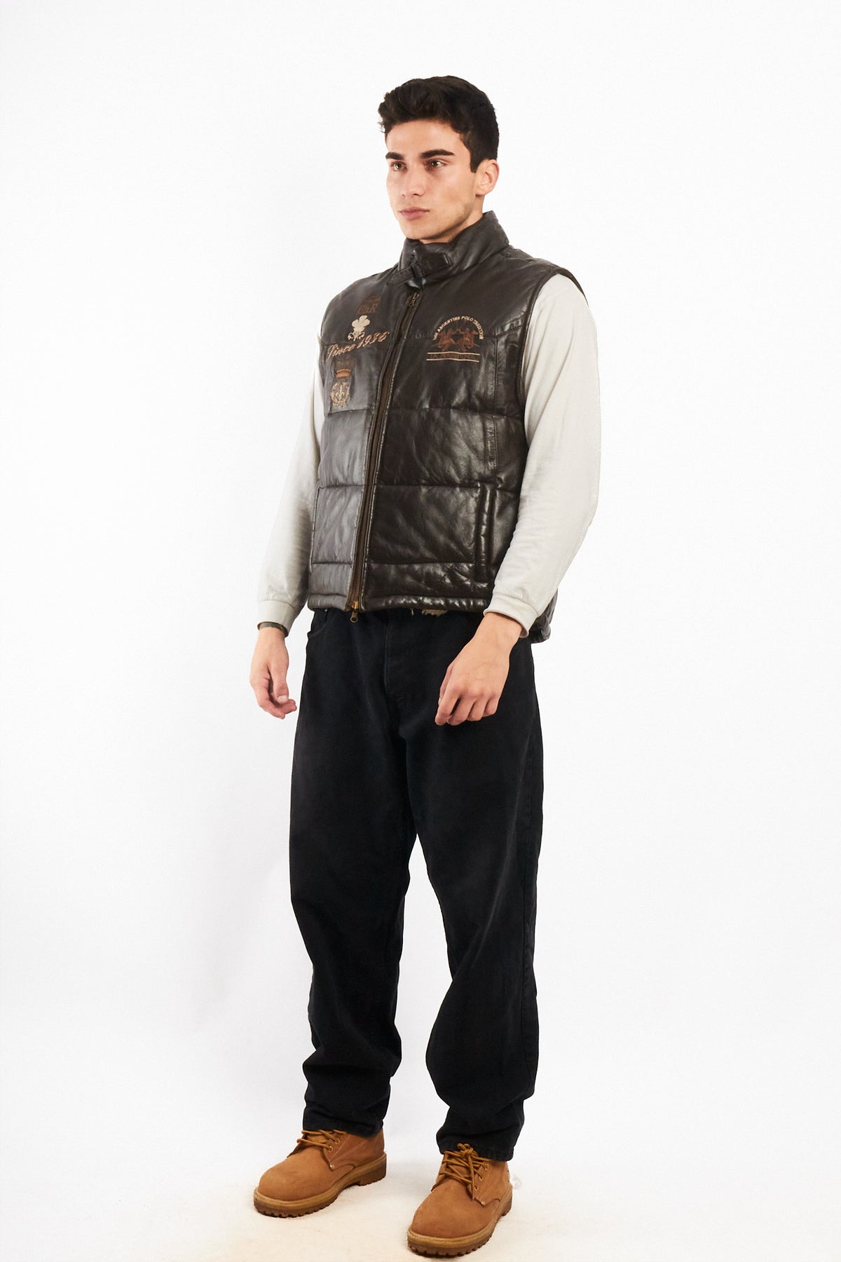 2000 Vintage La Martina Polo Coffee Brown Leather Vest (M/L)