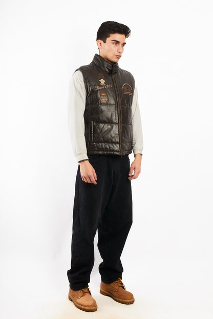 2000 Vintage La Martina Polo Coffee Brown Leather Vest (M/L)