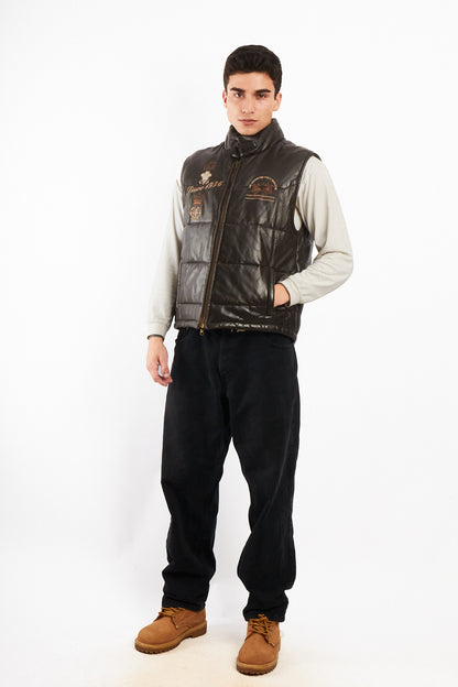 2000 Vintage La Martina Polo Coffee Brown Leather Vest (M/L)