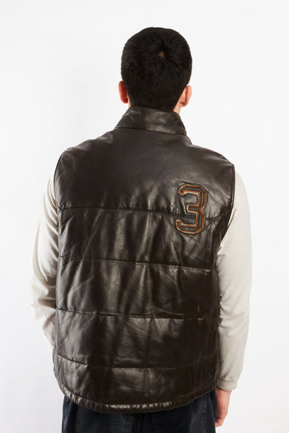 2000 Vintage La Martina Polo Coffee Brown Leather Vest (M/L)