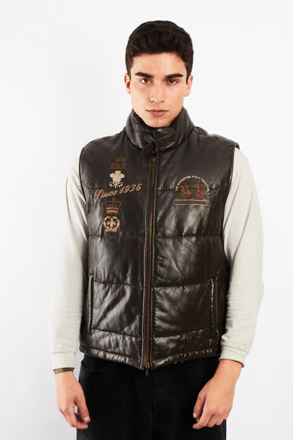 2000 Vintage La Martina Polo Coffee Brown Leather Vest (M/L)
