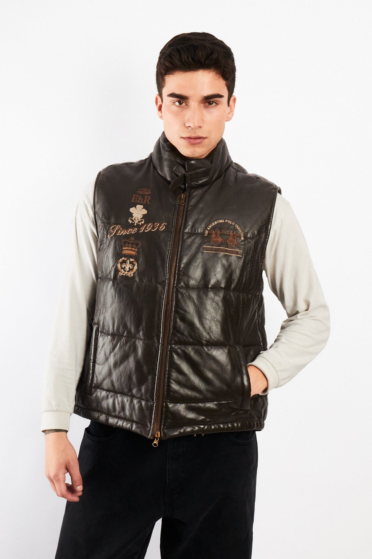 2000 Vintage La Martina Polo Coffee Brown Leather Vest (M/L)