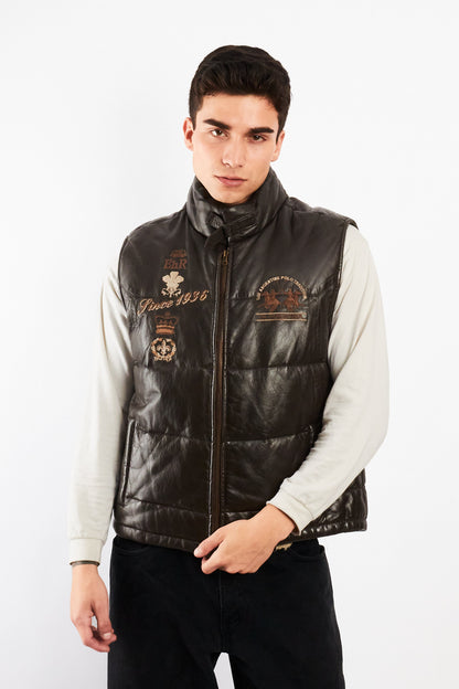2000 Vintage La Martina Polo Coffee Brown Leather Vest (M/L)