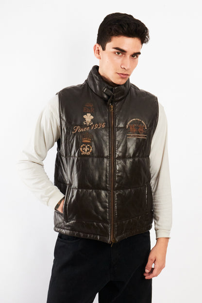 2000 Vintage La Martina Polo Coffee Brown Leather Vest (M/L)