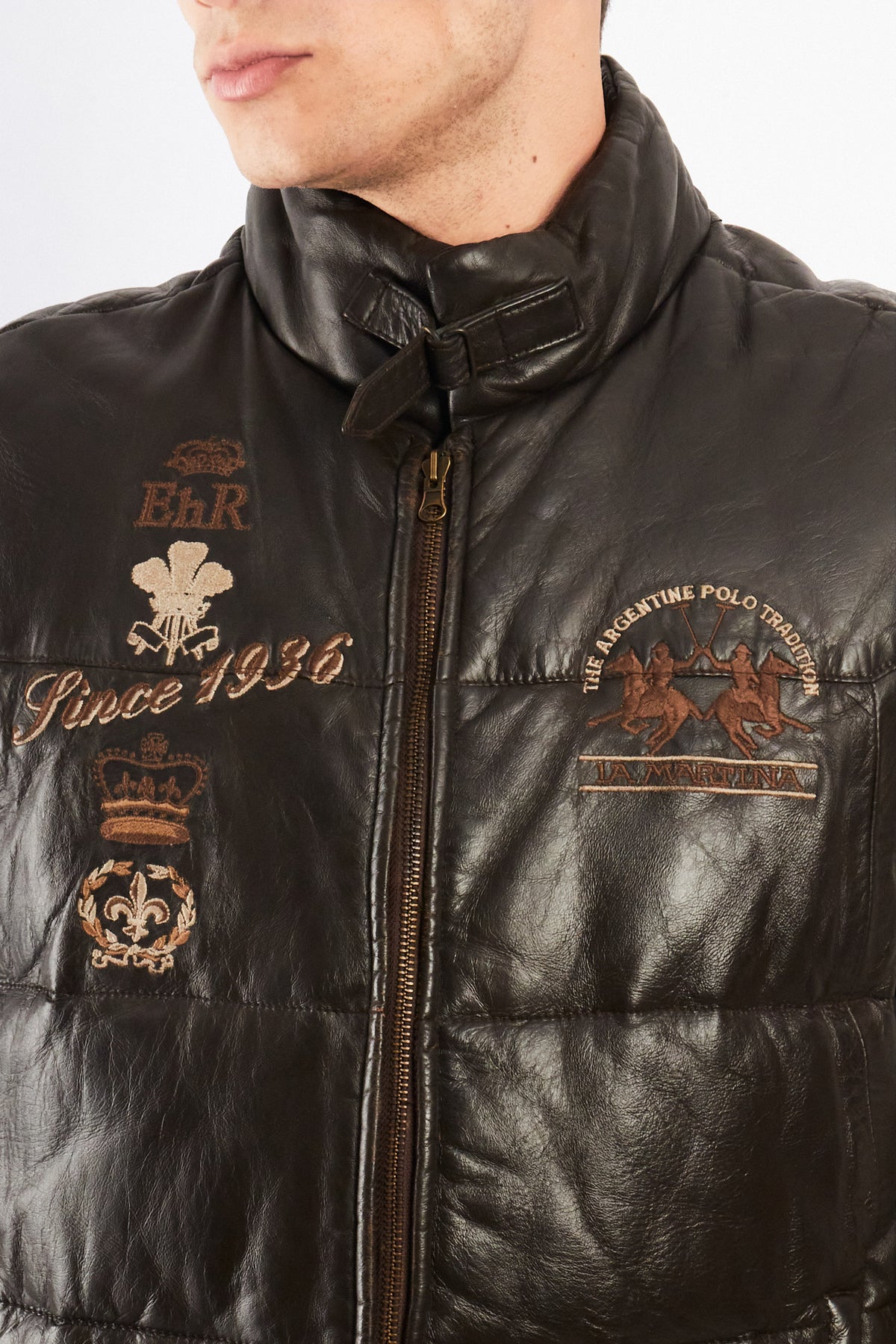 2000 Vintage La Martina Polo Coffee Brown Leather Vest (M/L)