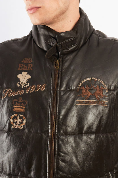 2000 Vintage La Martina Polo Coffee Brown Leather Vest (M/L)