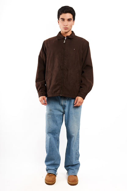 2000 Vintage Tommy Hilfiger Coffee Peachskin Harrington (L)