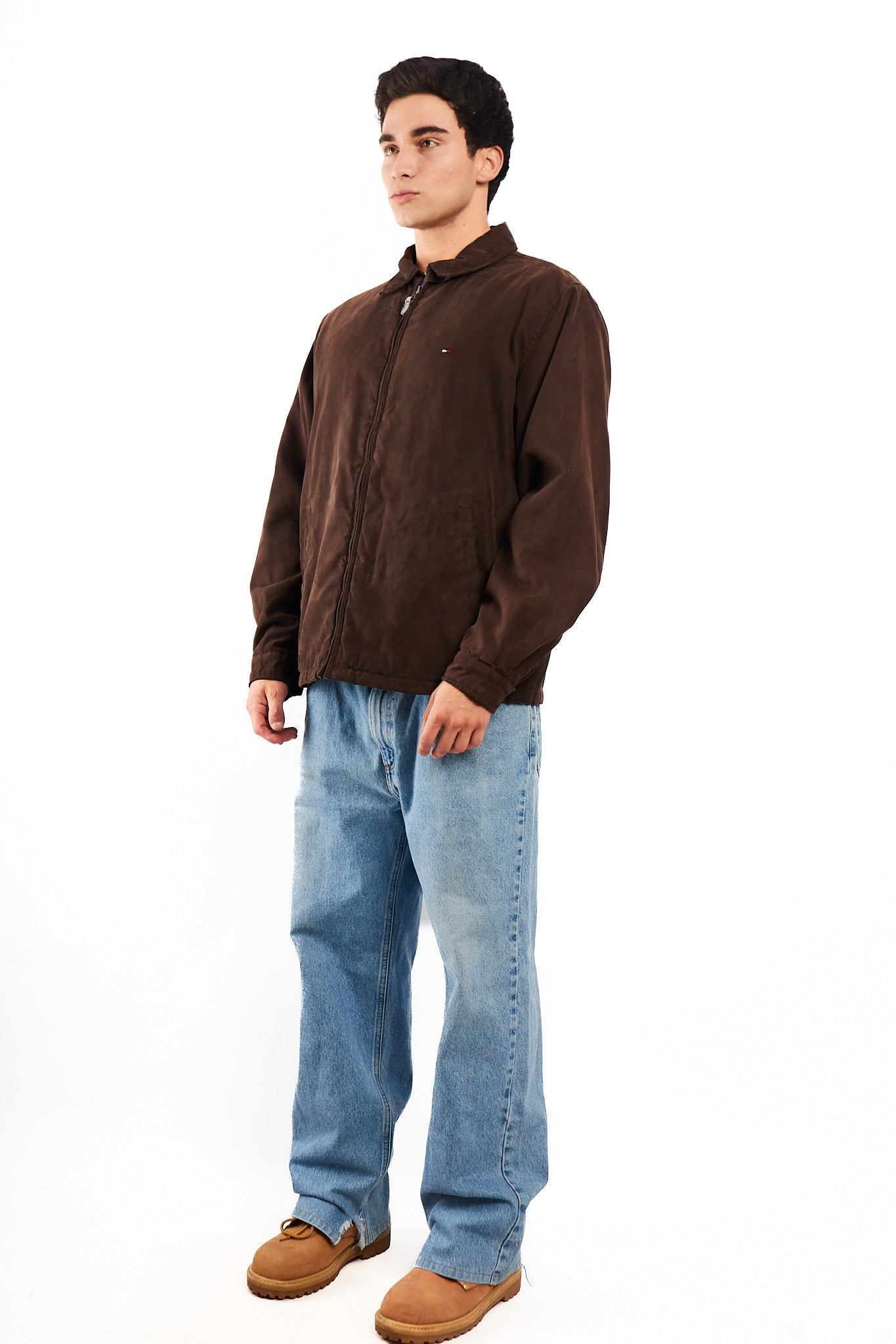 2000 Vintage Tommy Hilfiger Coffee Peachskin Harrington (L)