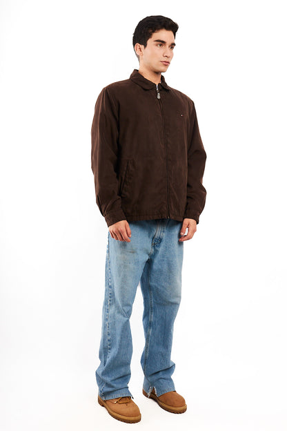 2000 Vintage Tommy Hilfiger Coffee Peachskin Harrington (L)